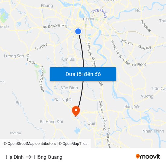 Hạ Đình to Hồng Quang map