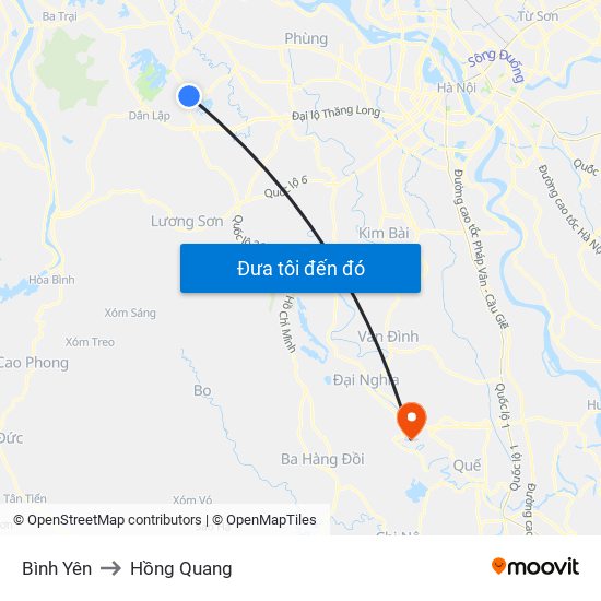 Bình Yên to Hồng Quang map