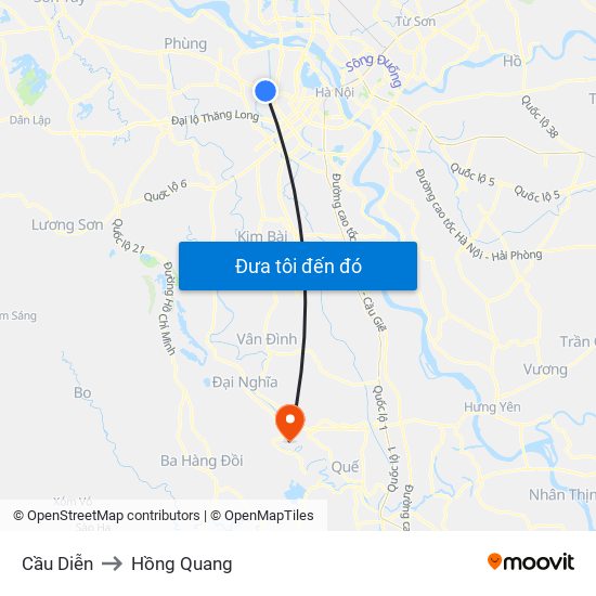 Cầu Diễn to Hồng Quang map