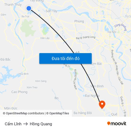 Cẩm Lĩnh to Hồng Quang map