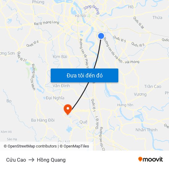 Cửu Cao to Hồng Quang map