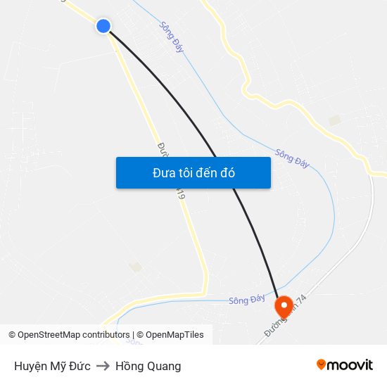 Huyện Mỹ Đức to Hồng Quang map