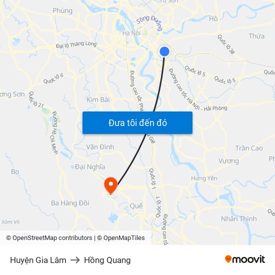 Huyện Gia Lâm to Hồng Quang map