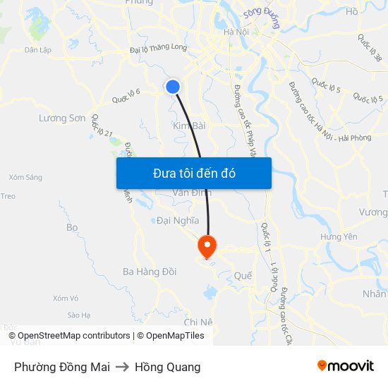Phường Đồng Mai to Hồng Quang map