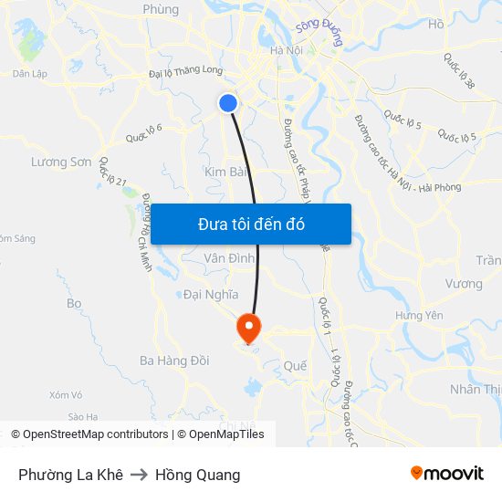 Phường La Khê to Hồng Quang map