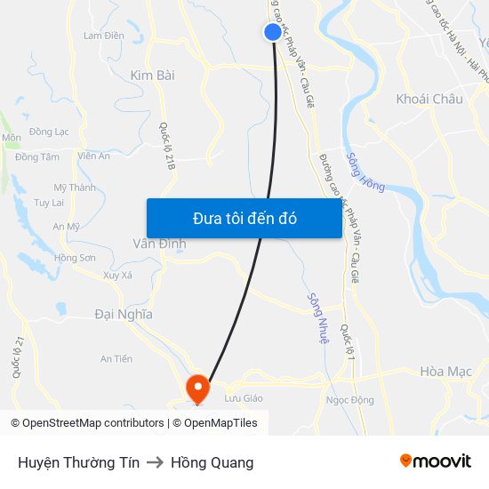 Huyện Thường Tín to Hồng Quang map