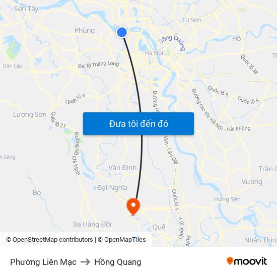 Phường Liên Mạc to Hồng Quang map