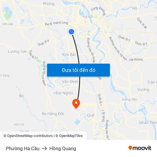 Phường Hà Cầu to Hồng Quang map