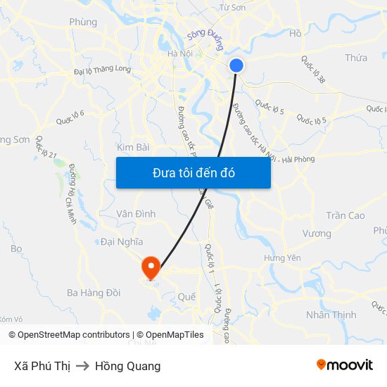 Xã Phú Thị to Hồng Quang map
