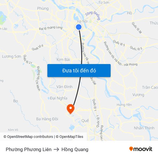 Phường Phương Liên to Hồng Quang map