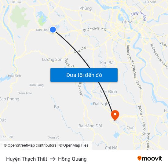 Huyện Thạch Thất to Hồng Quang map