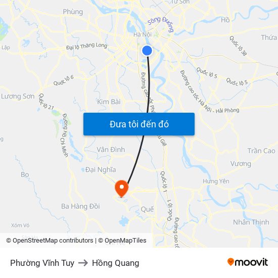 Phường Vĩnh Tuy to Hồng Quang map