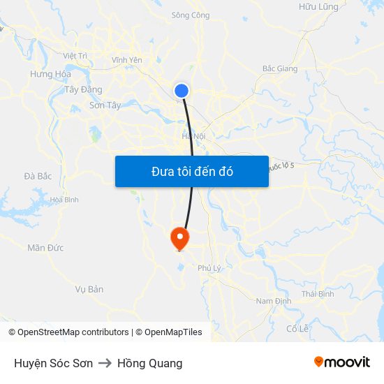 Huyện Sóc Sơn to Hồng Quang map
