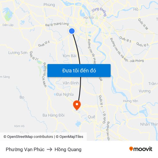 Phường Vạn Phúc to Hồng Quang map