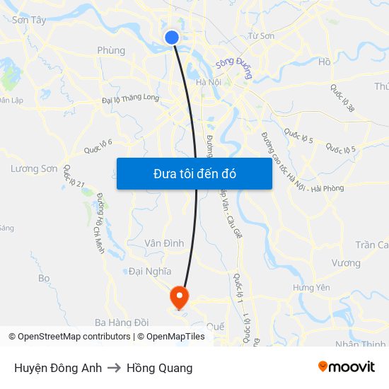 Huyện Đông Anh to Hồng Quang map
