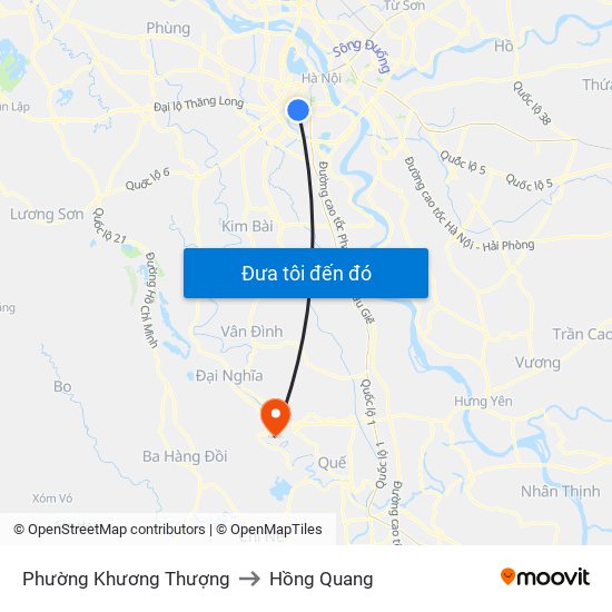 Phường Khương Thượng to Hồng Quang map