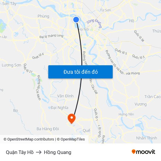 Quận Tây Hồ to Hồng Quang map