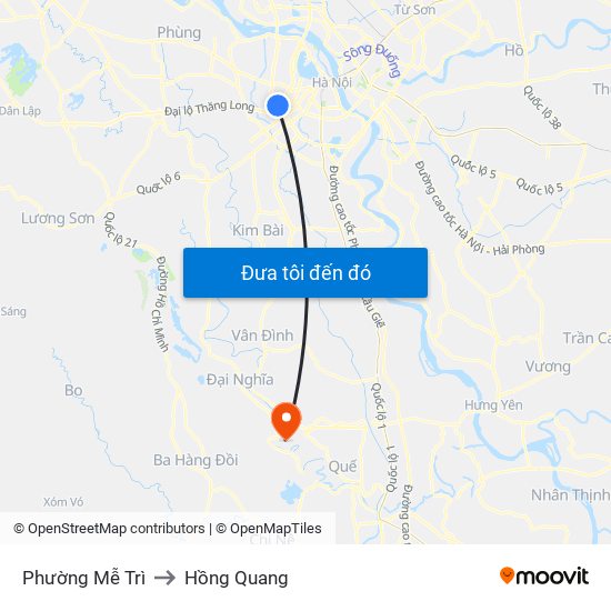Phường Mễ Trì to Hồng Quang map