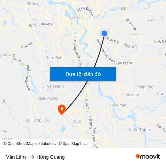 Văn Lâm to Hồng Quang map