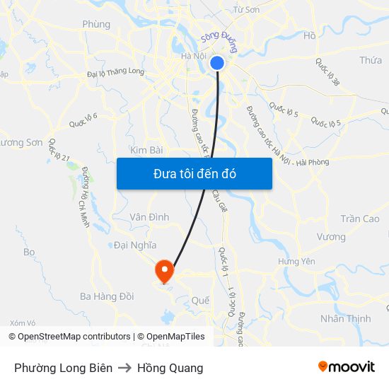 Phường Long Biên to Hồng Quang map