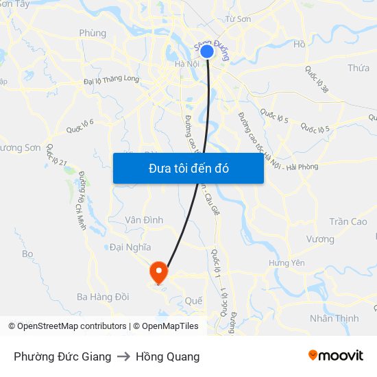 Phường Đức Giang to Hồng Quang map
