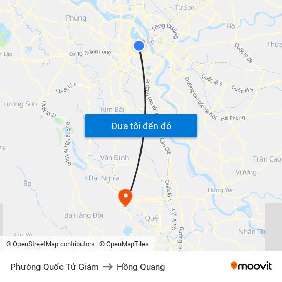Phường Quốc Tử Giám to Hồng Quang map