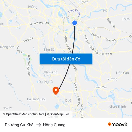 Phường Cự Khối to Hồng Quang map
