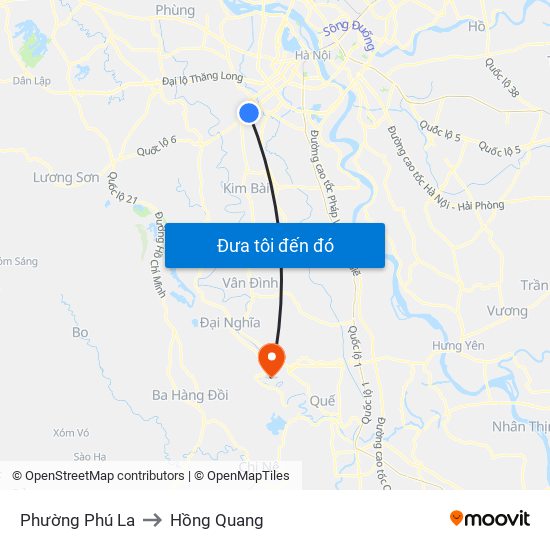 Phường Phú La to Hồng Quang map