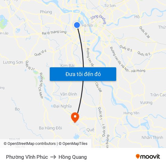 Phường Vĩnh Phúc to Hồng Quang map