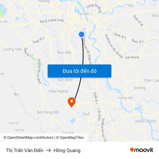 Thị Trấn Văn Điển to Hồng Quang map