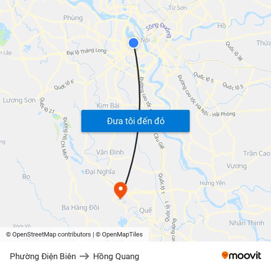 Phường Điện Biên to Hồng Quang map