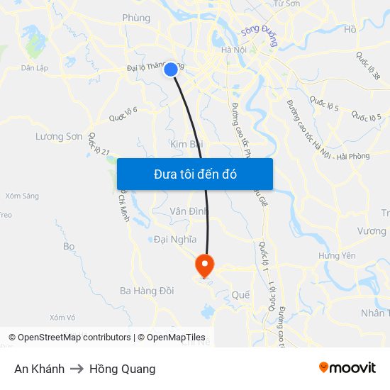 An Khánh to Hồng Quang map