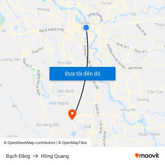 Bạch Đằng to Hồng Quang map