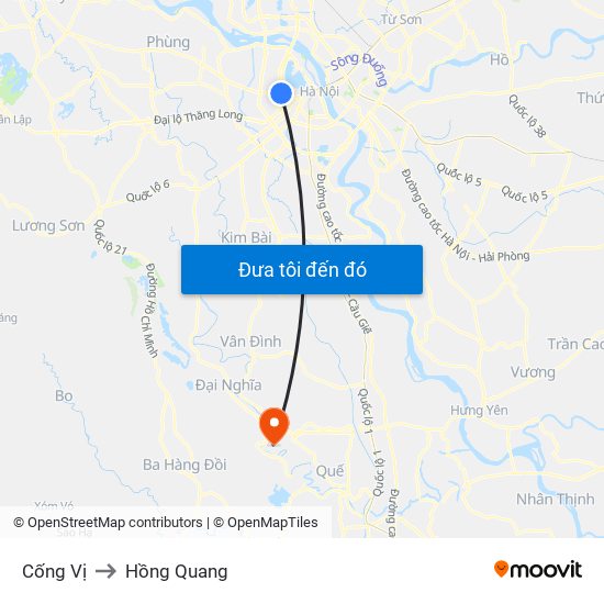 Cống Vị to Hồng Quang map