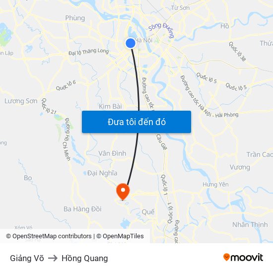 Giảng Võ to Hồng Quang map