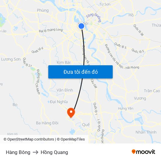 Hàng Bông to Hồng Quang map