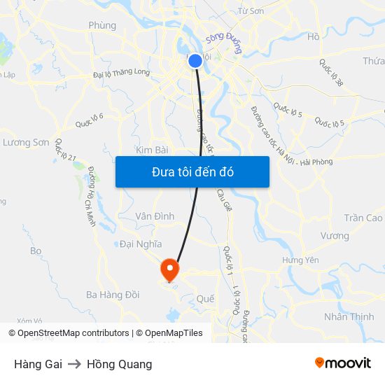 Hàng Gai to Hồng Quang map