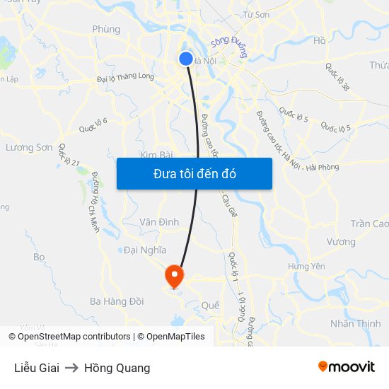Liễu Giai to Hồng Quang map