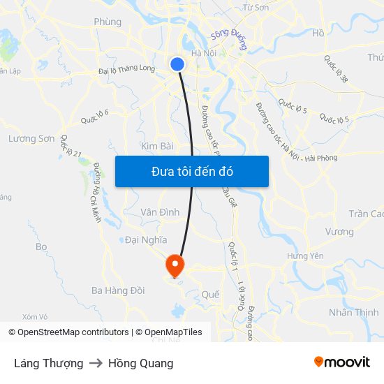 Láng Thượng to Hồng Quang map