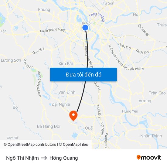 Ngô Thì Nhậm to Hồng Quang map