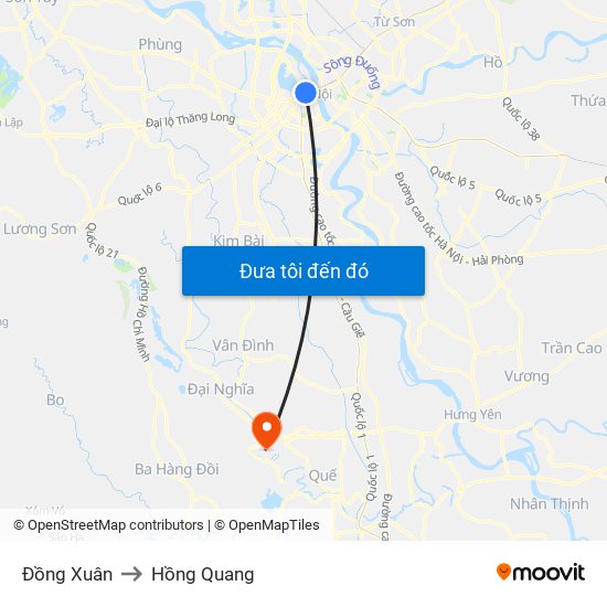 Đồng Xuân to Hồng Quang map