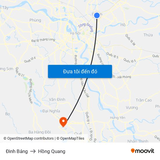 Đình Bảng to Hồng Quang map