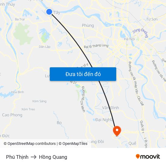 Phú Thịnh to Hồng Quang map