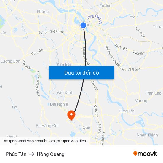 Phúc Tân to Hồng Quang map