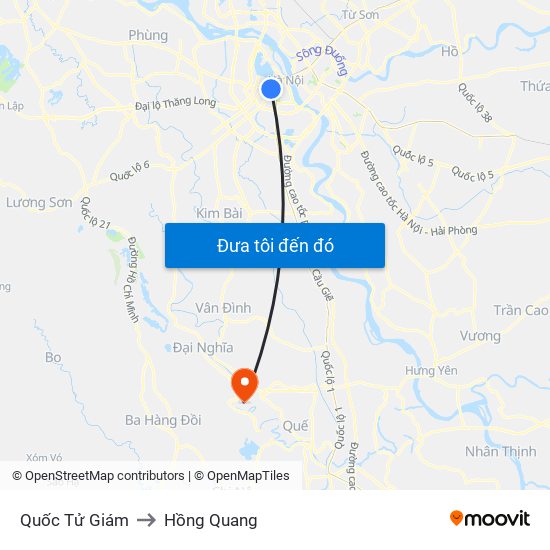 Quốc Tử Giám to Hồng Quang map