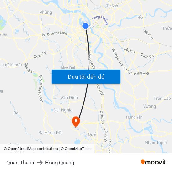 Quán Thánh to Hồng Quang map