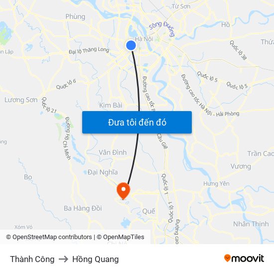 Thành Công to Hồng Quang map
