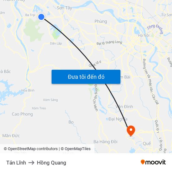 Tản Lĩnh to Hồng Quang map