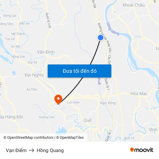Vạn Điểm to Hồng Quang map