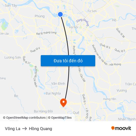 Võng La to Hồng Quang map